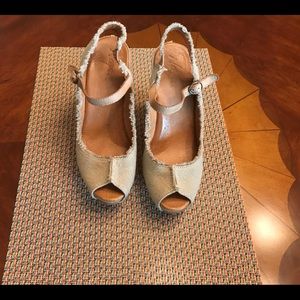 Naya Beige Peep Toe Wedge heels, size, 7.5